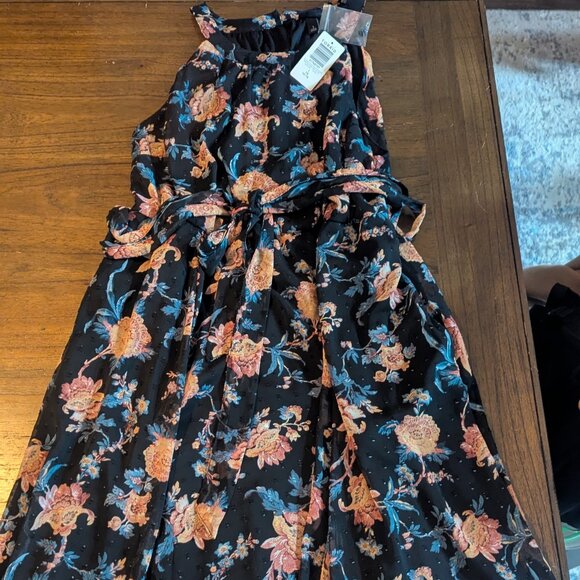 Tea length hi neck tiered dress - Picture 1 of 2